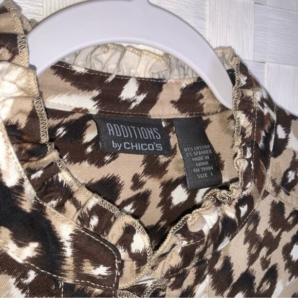 Additions By Chicos Ruffled Blazer Jacket Animal Print Women’s Size Medium - Picture 3 of 12